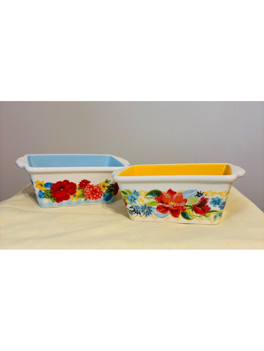 NWT Retired Pioneer Women Cottagecore Floral ceramic loaf baking dishes set of 2